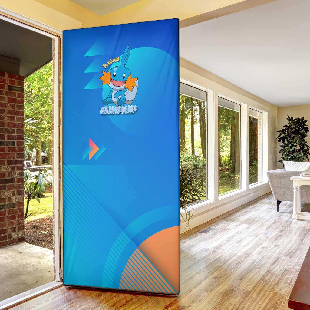 Mudkip Poké Door Cover Playful Blue Gradient Cartoon Style