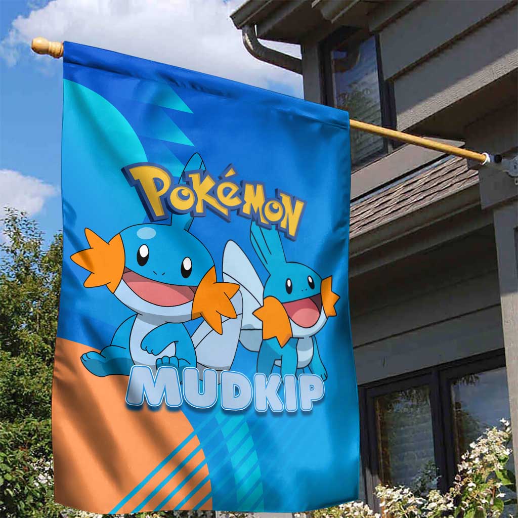Mudkip Poké Garden Flag Playful Blue Gradient Cartoon Style