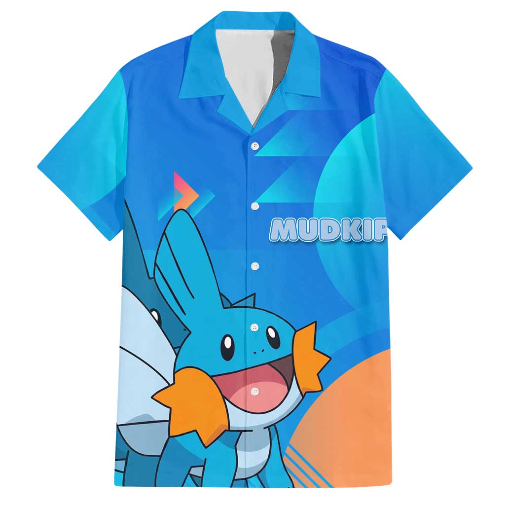 Mudkip Poké Hawaiian Shirt Playful Blue Gradient Cartoon Style