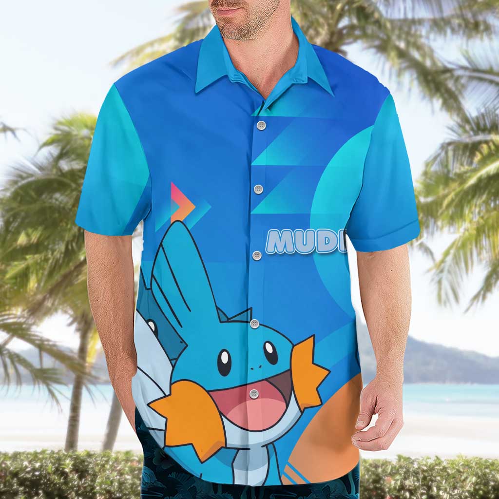 Mudkip Poké Hawaiian Shirt Playful Blue Gradient Cartoon Style