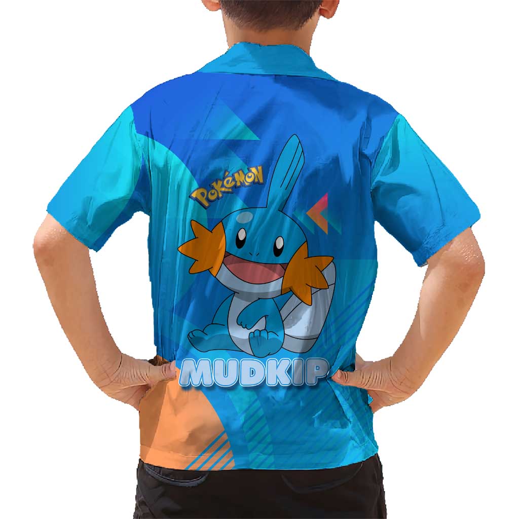 Mudkip Poké Hawaiian Shirt Playful Blue Gradient Cartoon Style