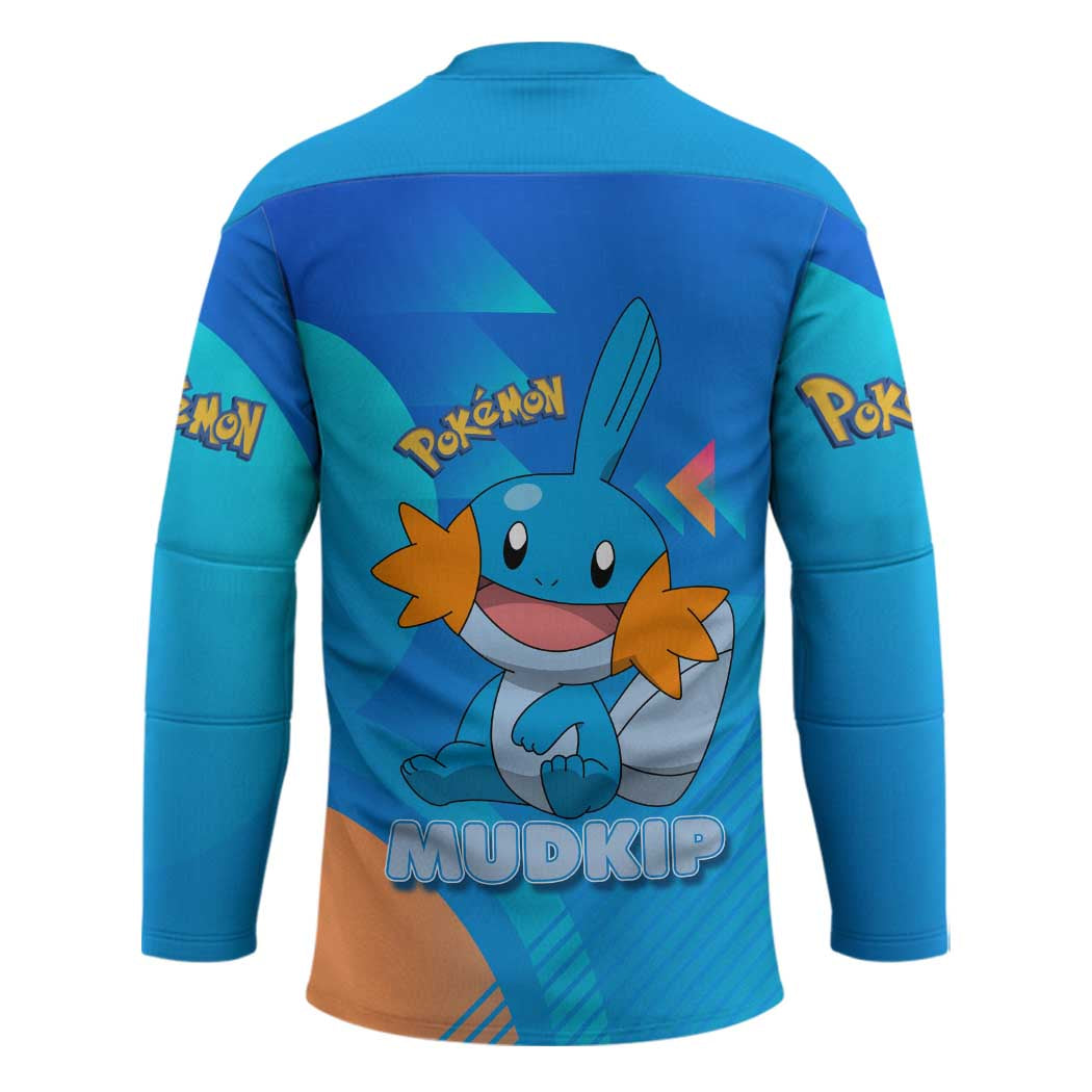 Mudkip Poké Hockey Jersey Playful Blue Gradient Cartoon Style