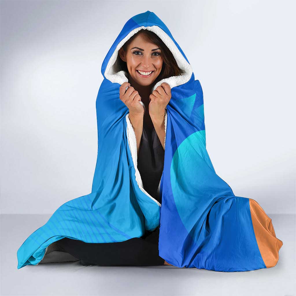 Mudkip Poké Hooded Blanket Playful Blue Gradient Cartoon Style