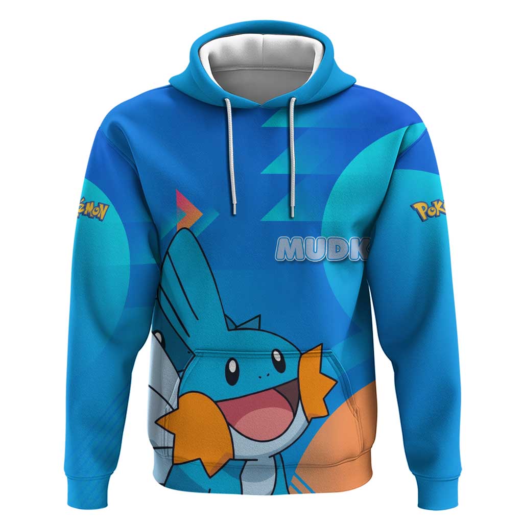 Mudkip Poké Hoodie Playful Blue Gradient Cartoon Style