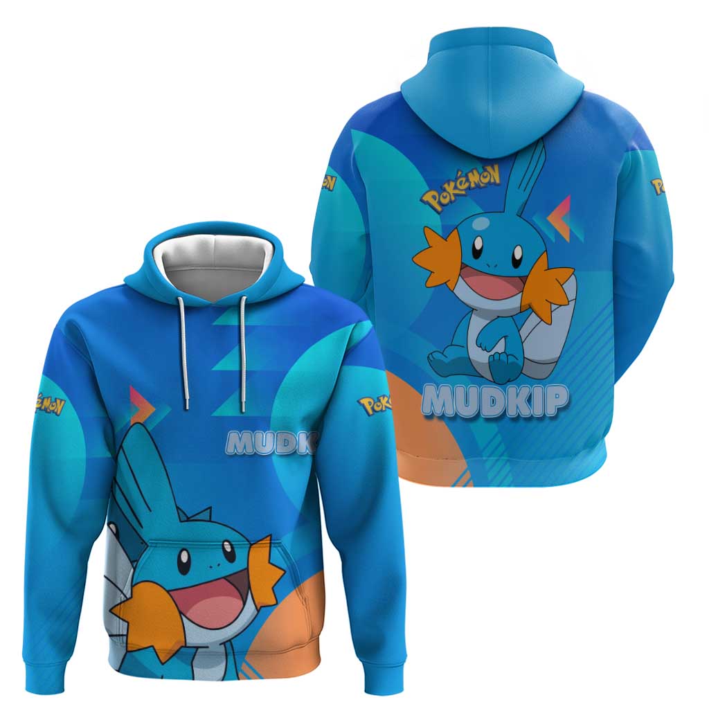 Mudkip Poké Hoodie Playful Blue Gradient Cartoon Style