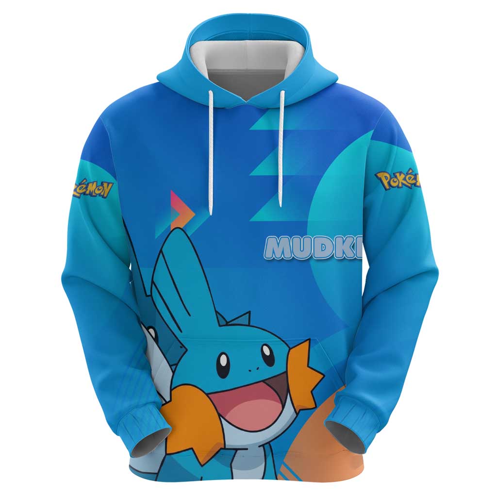 Mudkip Poké Hoodie Playful Blue Gradient Cartoon Style