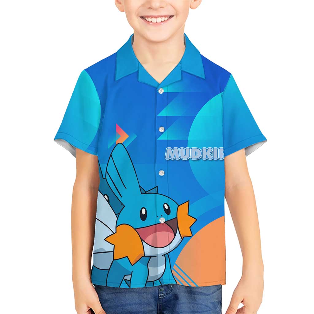 Mudkip Poké Kid Hawaiian Shirt Playful Blue Gradient Cartoon Style