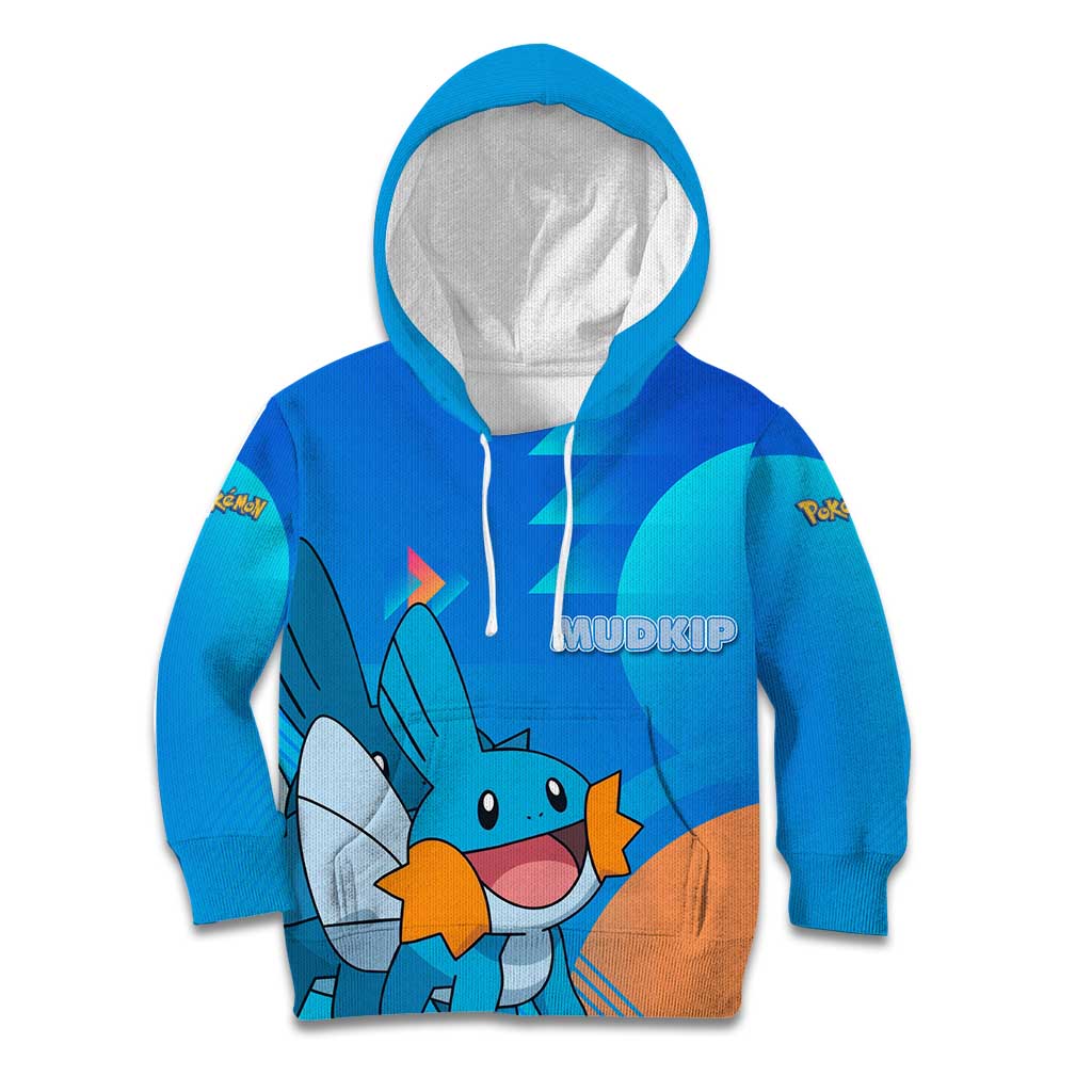 Mudkip Poké Kid Hoodie Playful Blue Gradient Cartoon Style