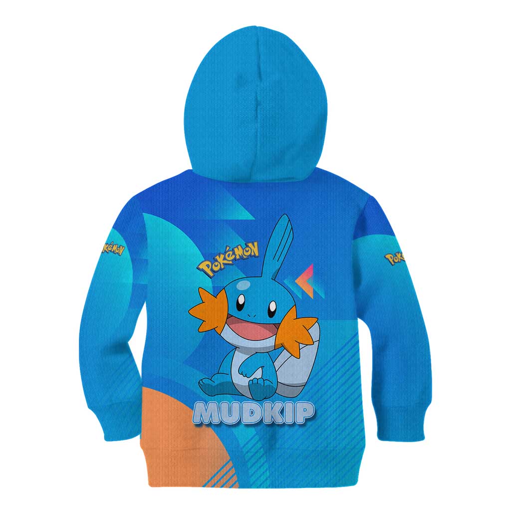 Mudkip Poké Kid Hoodie Playful Blue Gradient Cartoon Style