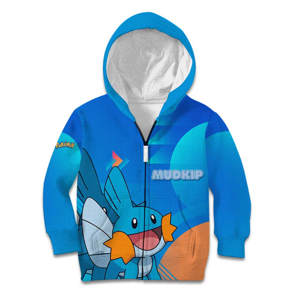 Mudkip Poké Kid Hoodie Playful Blue Gradient Cartoon Style