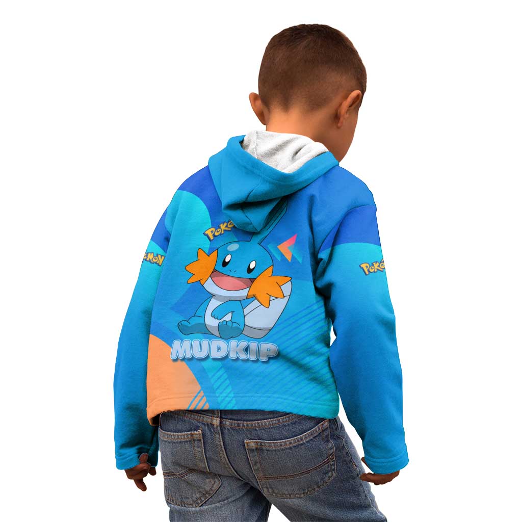 Mudkip Poké Kid Hoodie Playful Blue Gradient Cartoon Style