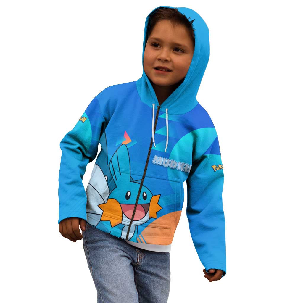 Mudkip Poké Kid Hoodie Playful Blue Gradient Cartoon Style