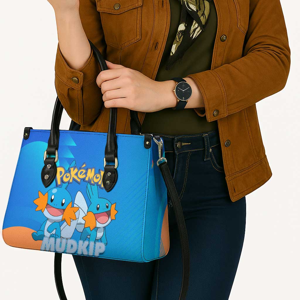 Mudkip Poké Leather Bag Playful Blue Gradient Cartoon Style