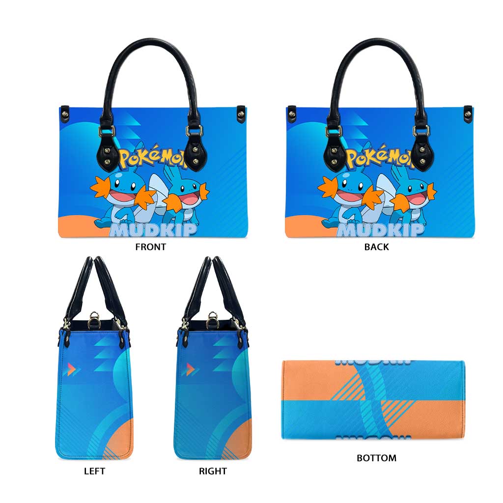 Mudkip Poké Leather Bag Playful Blue Gradient Cartoon Style