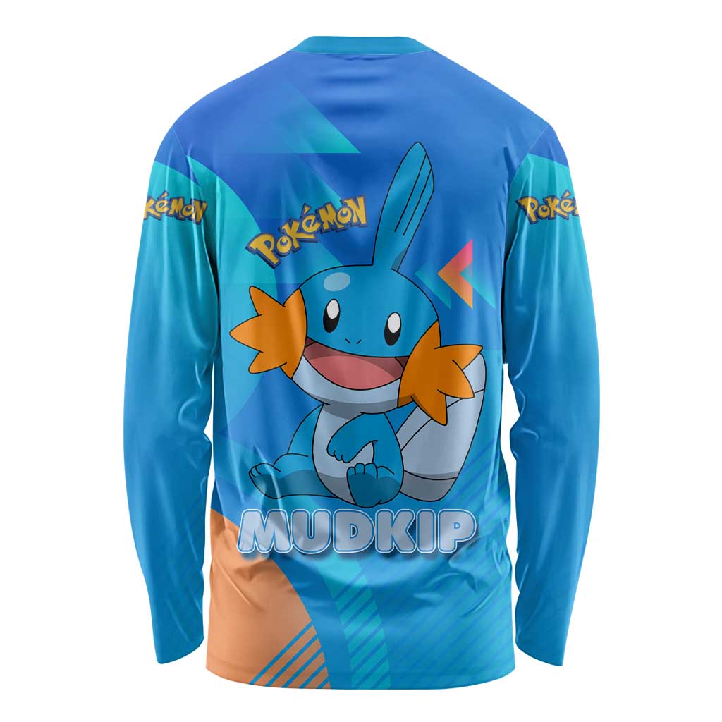 Mudkip Poké Long Sleeve Shirt Playful Blue Gradient Cartoon Style