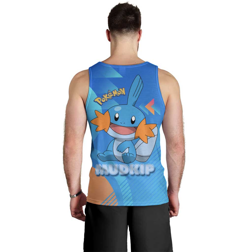 Mudkip Poké Men Tank Top Playful Blue Gradient Cartoon Style