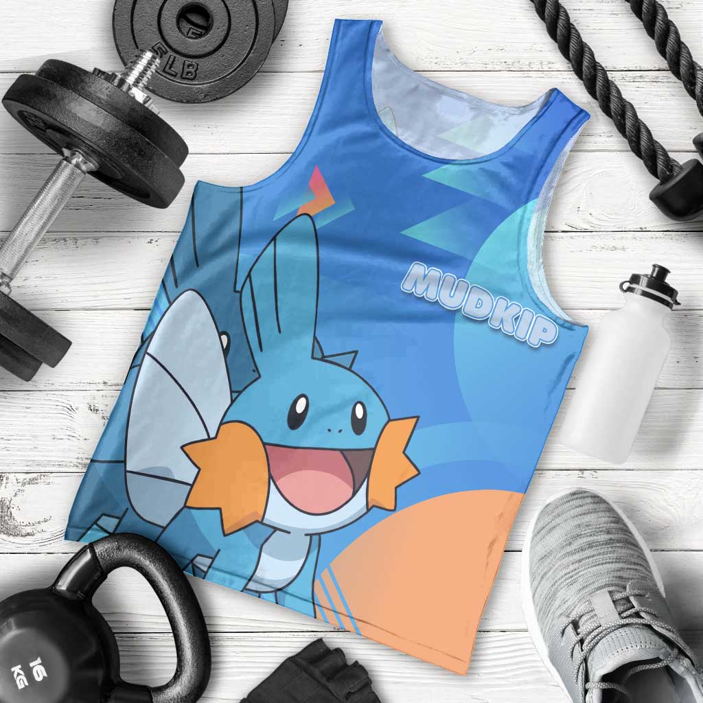 Mudkip Poké Men Tank Top Playful Blue Gradient Cartoon Style