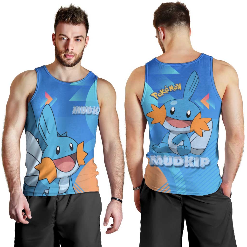 Mudkip Poké Men Tank Top Playful Blue Gradient Cartoon Style