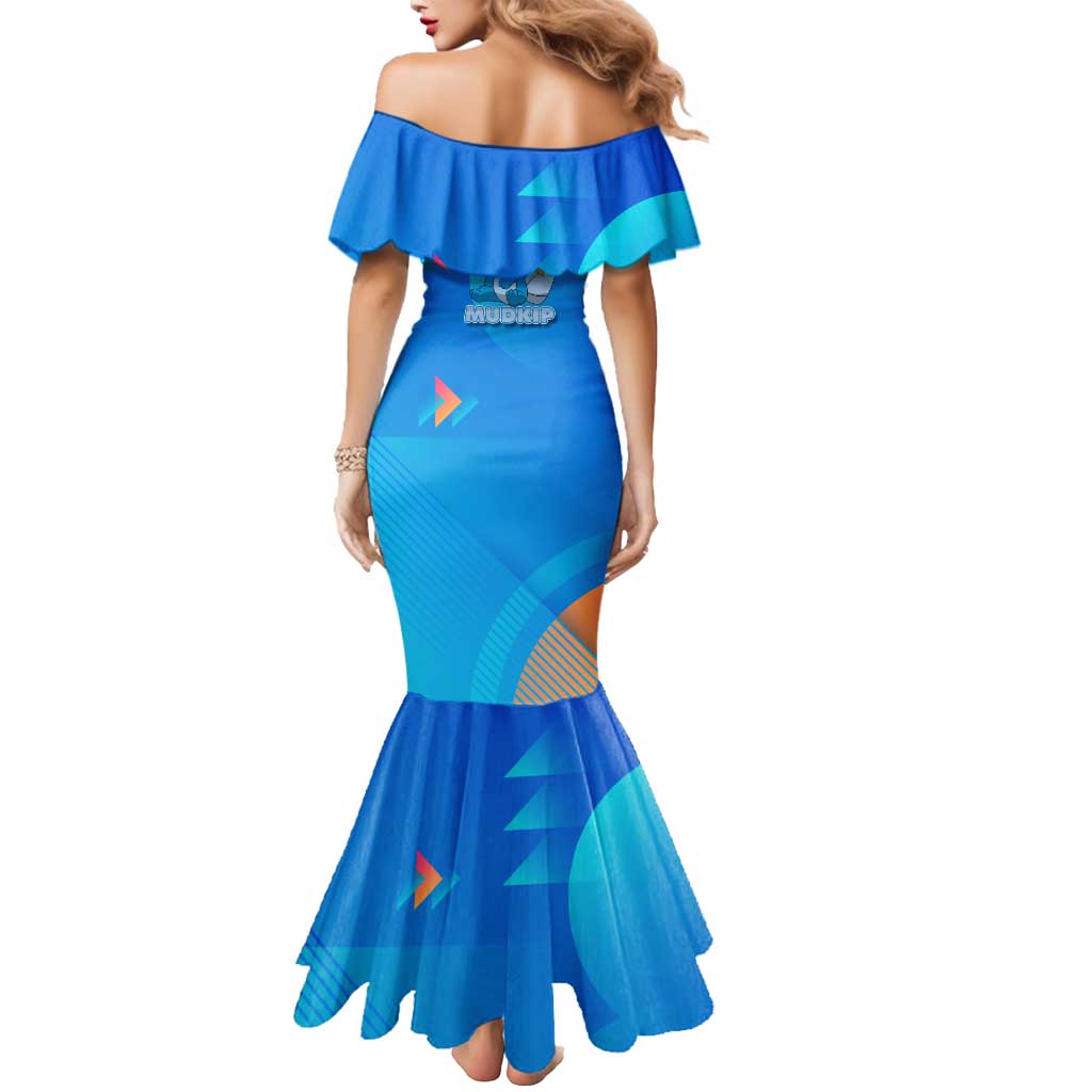 Mudkip Poké Mermaid Dress Playful Blue Gradient Cartoon Style