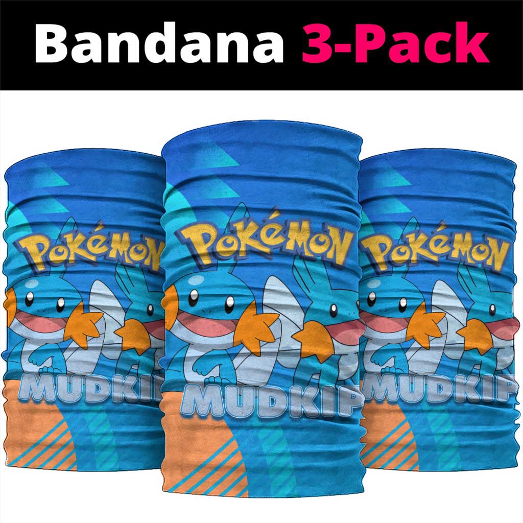 Mudkip Poké Neck Gaiter Playful Blue Gradient Cartoon Style