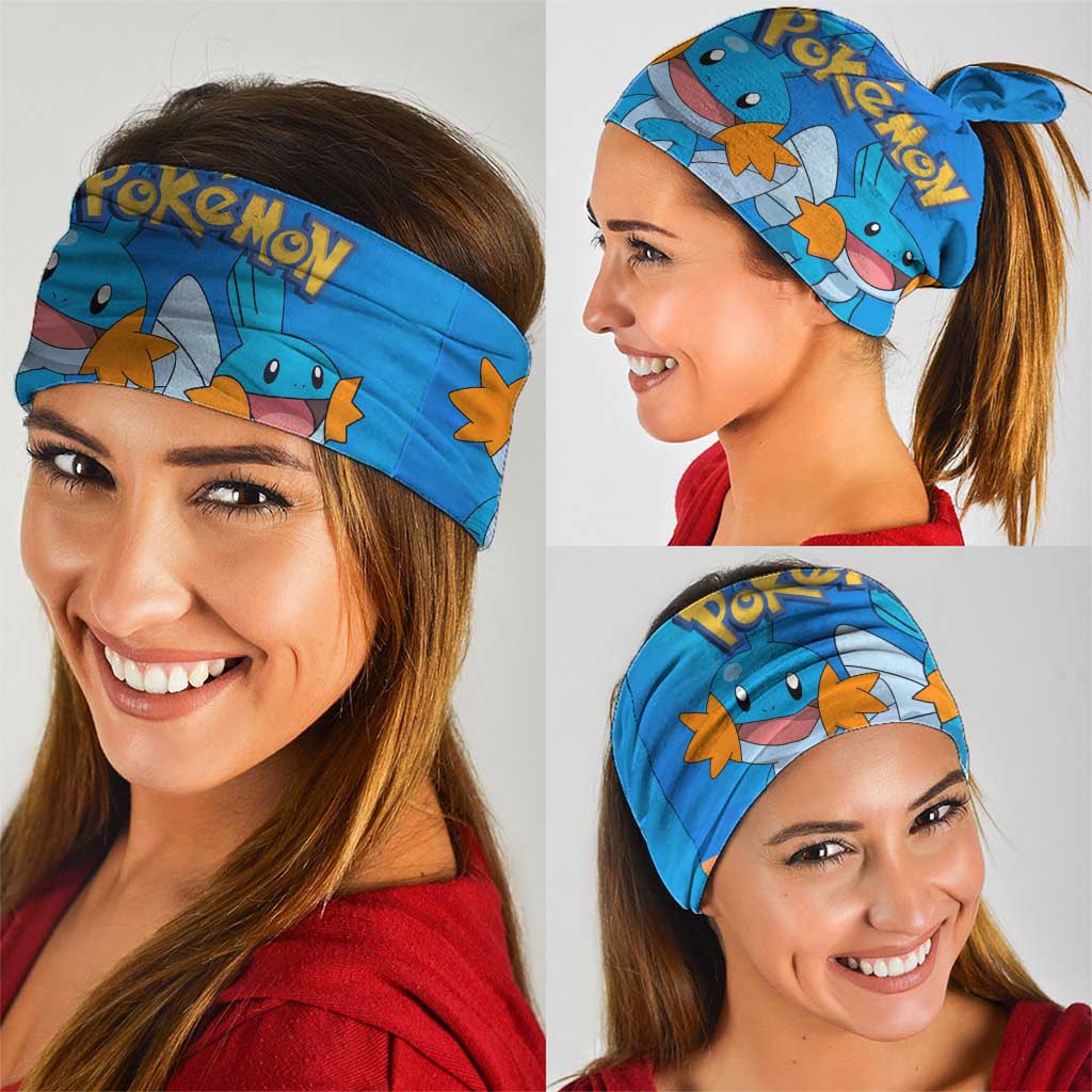 Mudkip Poké Neck Gaiter Playful Blue Gradient Cartoon Style