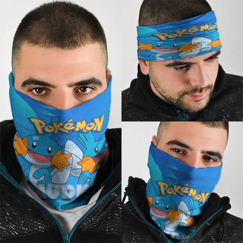 Mudkip Poké Neck Gaiter Playful Blue Gradient Cartoon Style