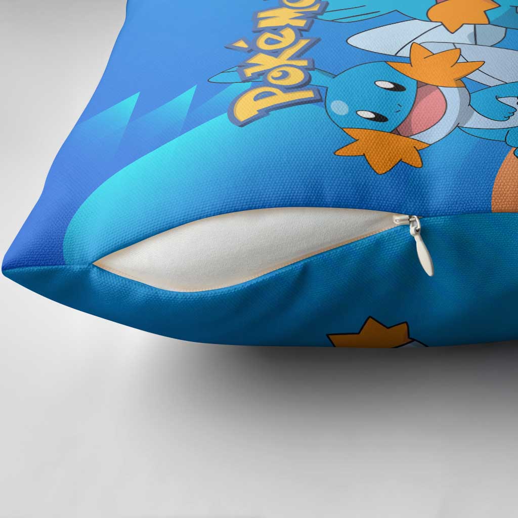Mudkip Poké Pillow Cover Playful Blue Gradient Cartoon Style