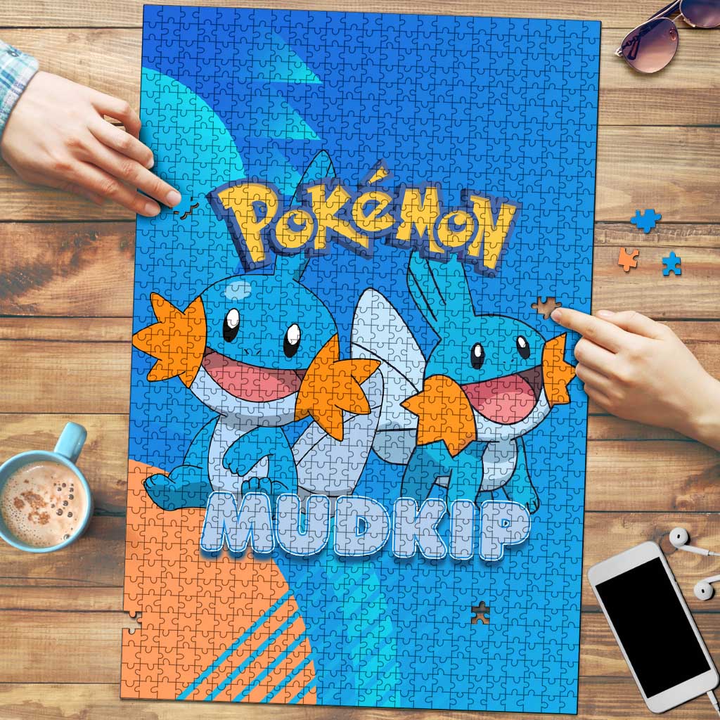 Mudkip Poké Puzzle Playful Blue Gradient Cartoon Style