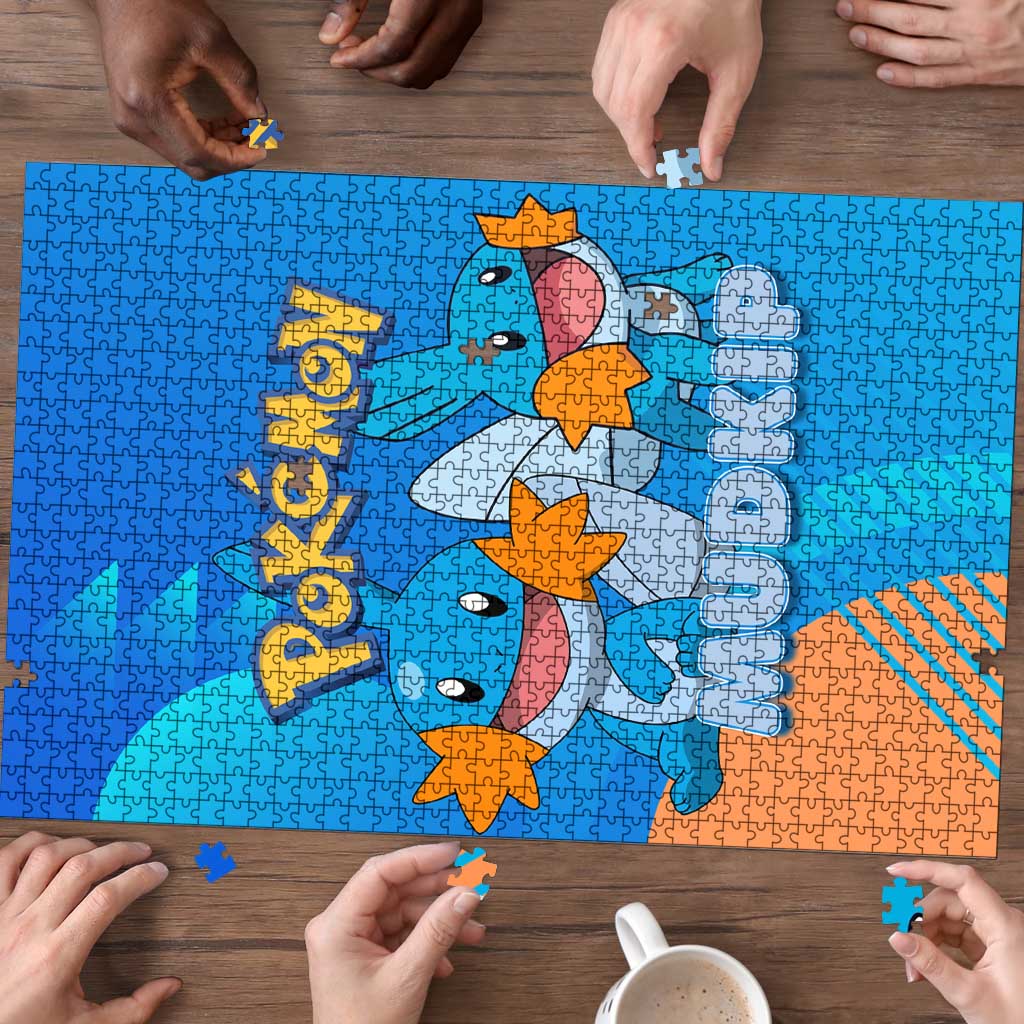 Mudkip Poké Puzzle Playful Blue Gradient Cartoon Style