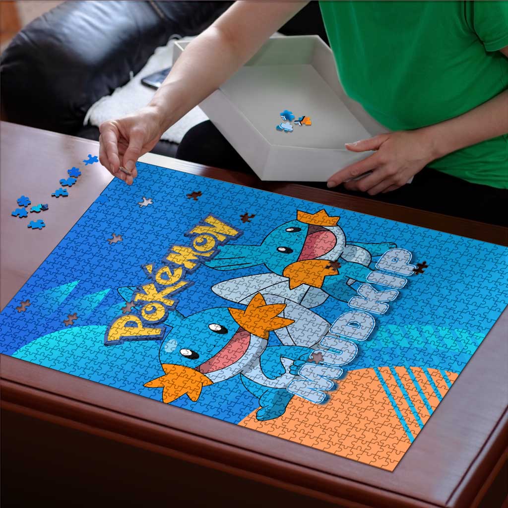 Mudkip Poké Puzzle Playful Blue Gradient Cartoon Style