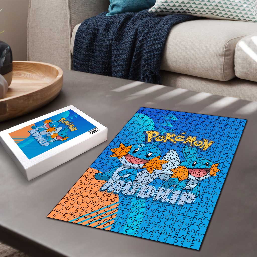 Mudkip Poké Puzzle Playful Blue Gradient Cartoon Style