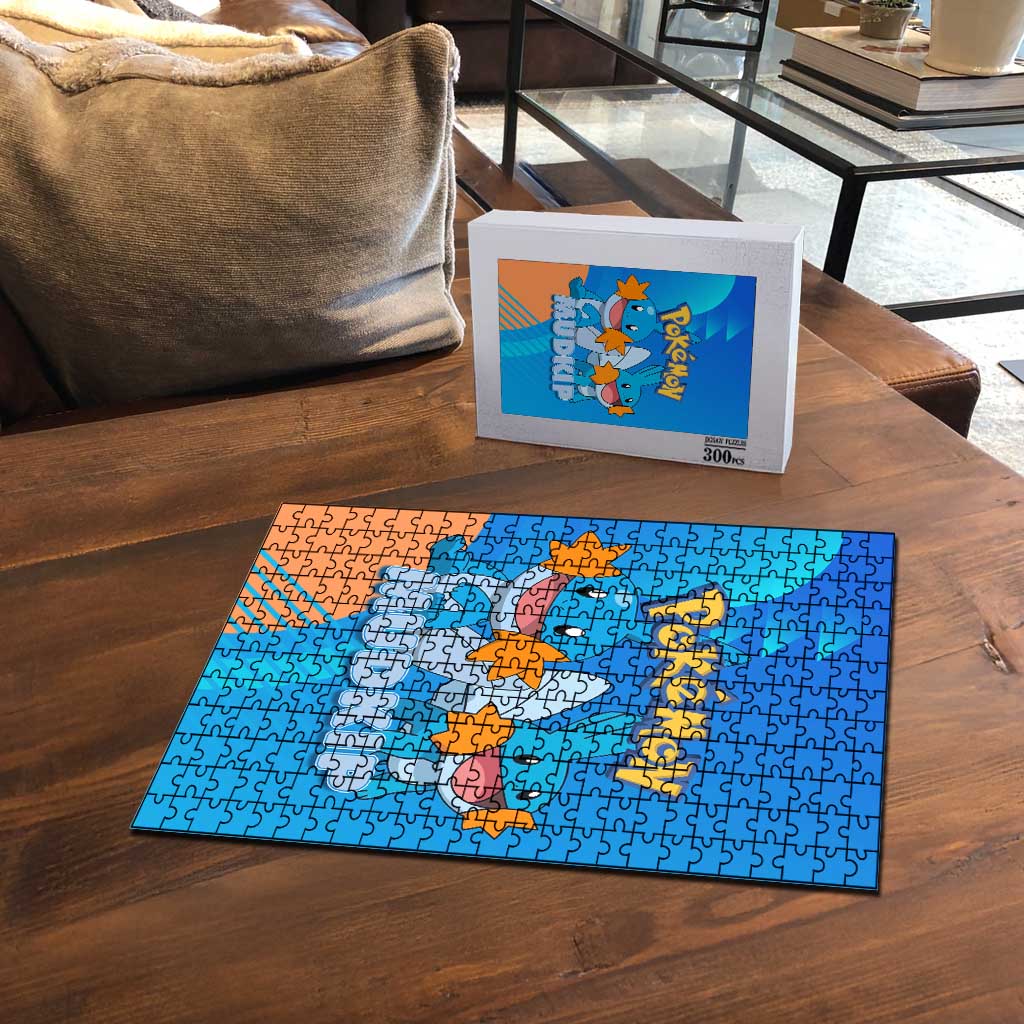 Mudkip Poké Puzzle Playful Blue Gradient Cartoon Style