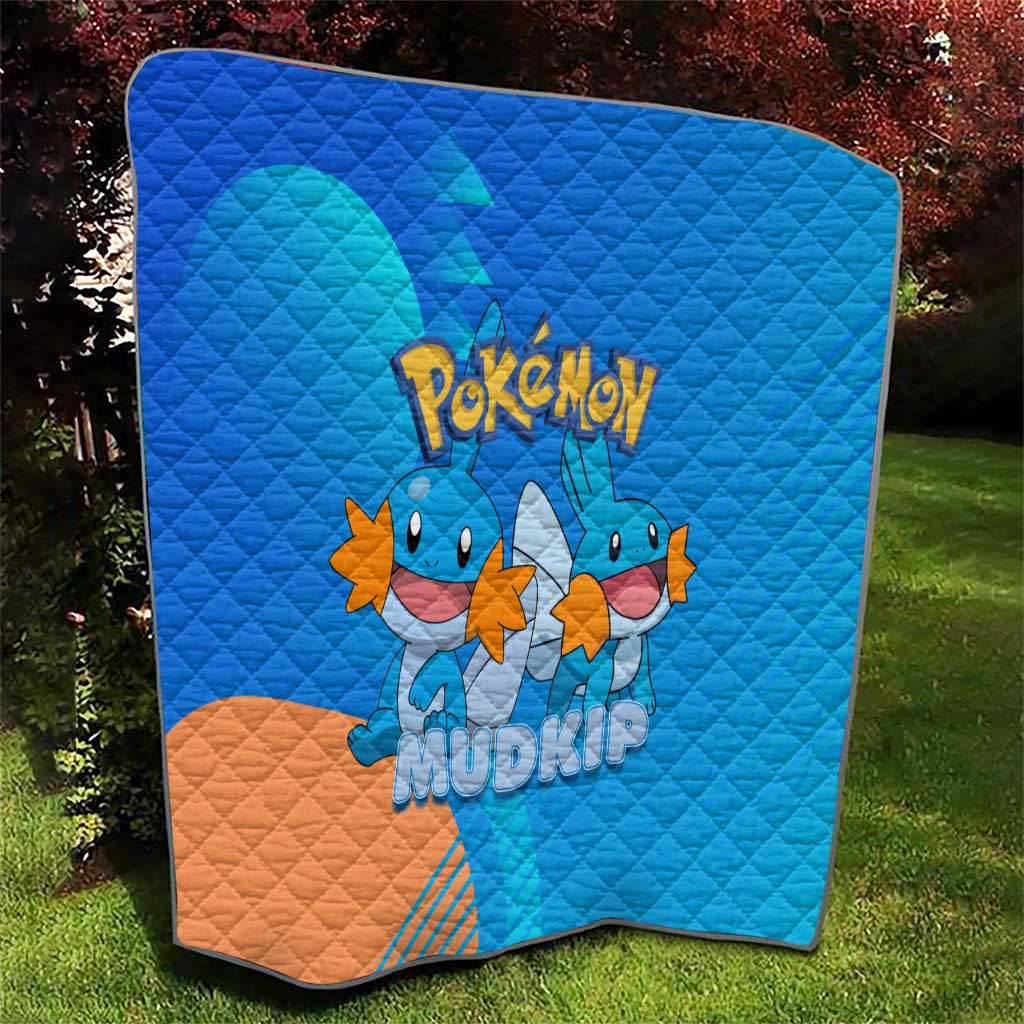 Mudkip Poké Quilt Playful Blue Gradient Cartoon Style
