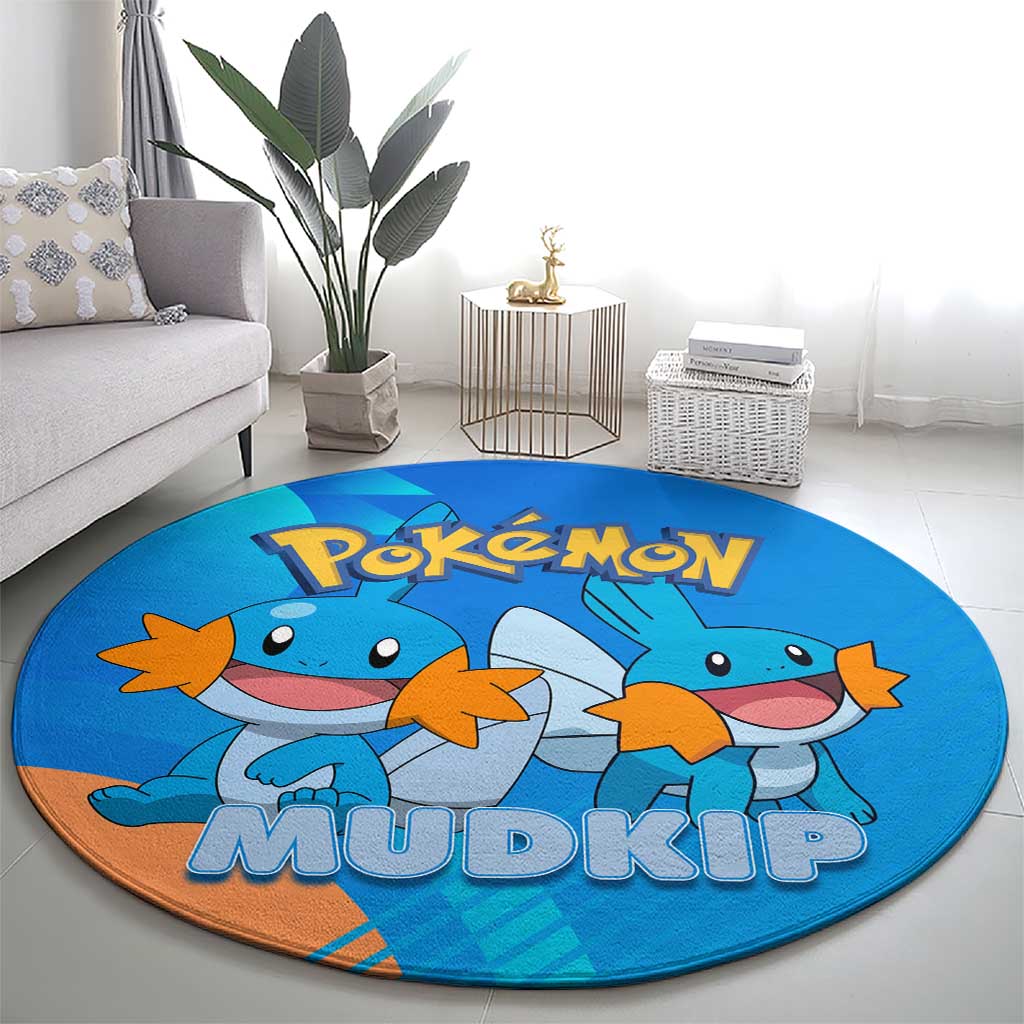 Mudkip Poké Round Carpet Playful Blue Gradient Cartoon Style