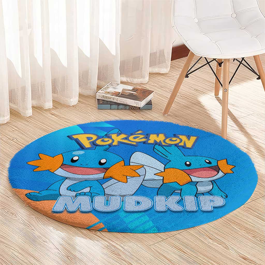 Mudkip Poké Round Carpet Playful Blue Gradient Cartoon Style