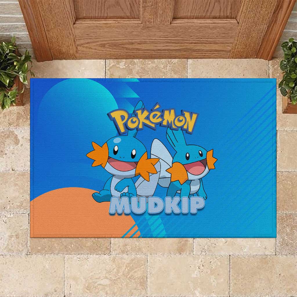 Mudkip Poké Rubber Doormat Playful Blue Gradient Cartoon Style