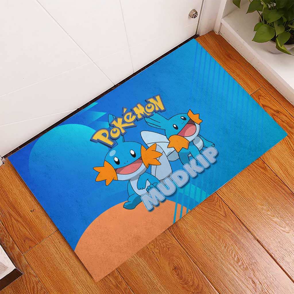 Mudkip Poké Rubber Doormat Playful Blue Gradient Cartoon Style