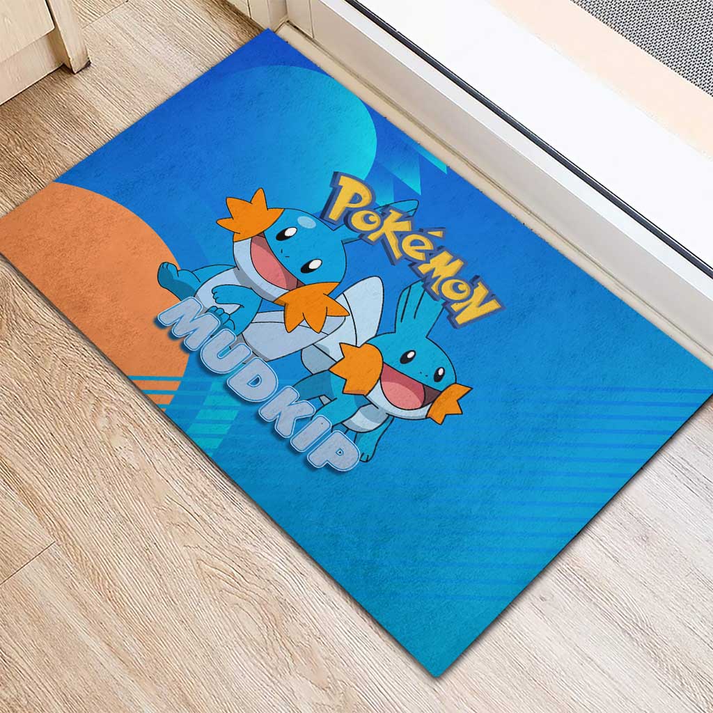 Mudkip Poké Rubber Doormat Playful Blue Gradient Cartoon Style