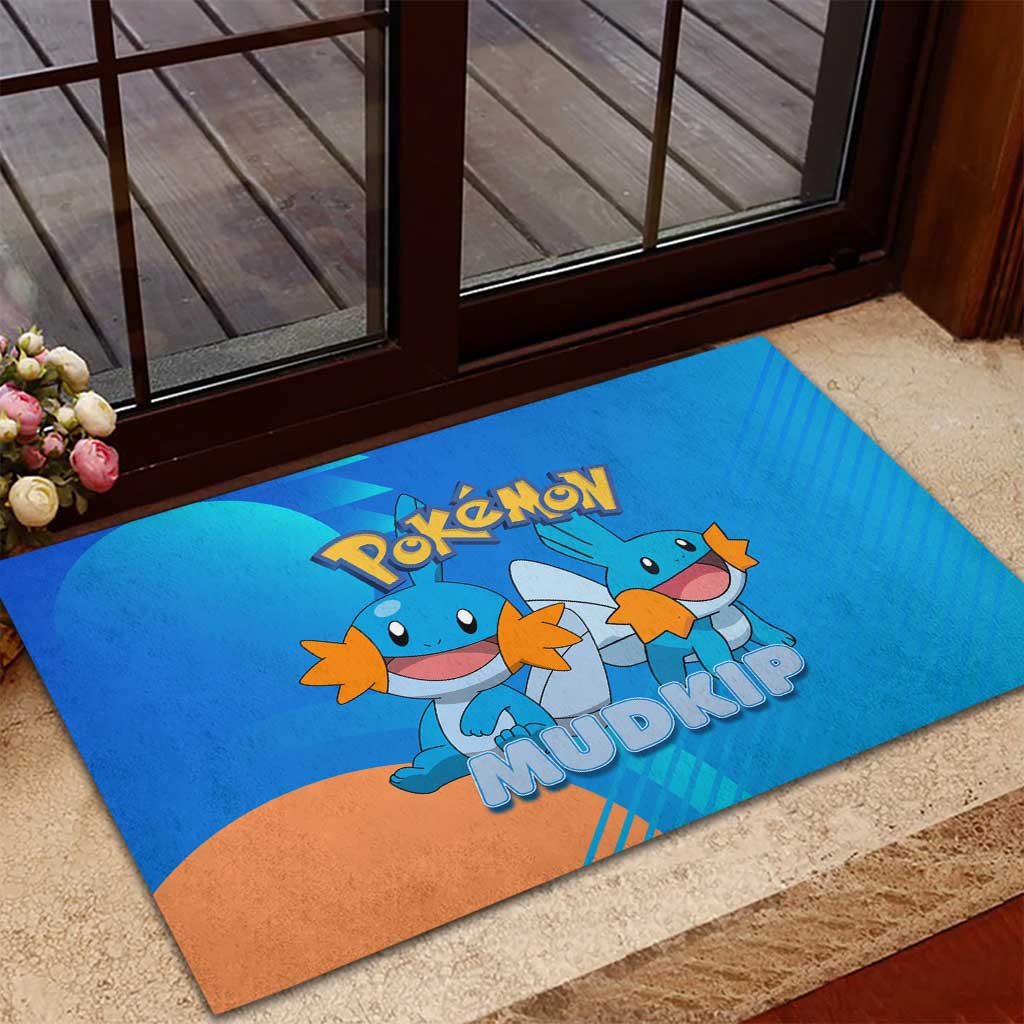 Mudkip Poké Rubber Doormat Playful Blue Gradient Cartoon Style