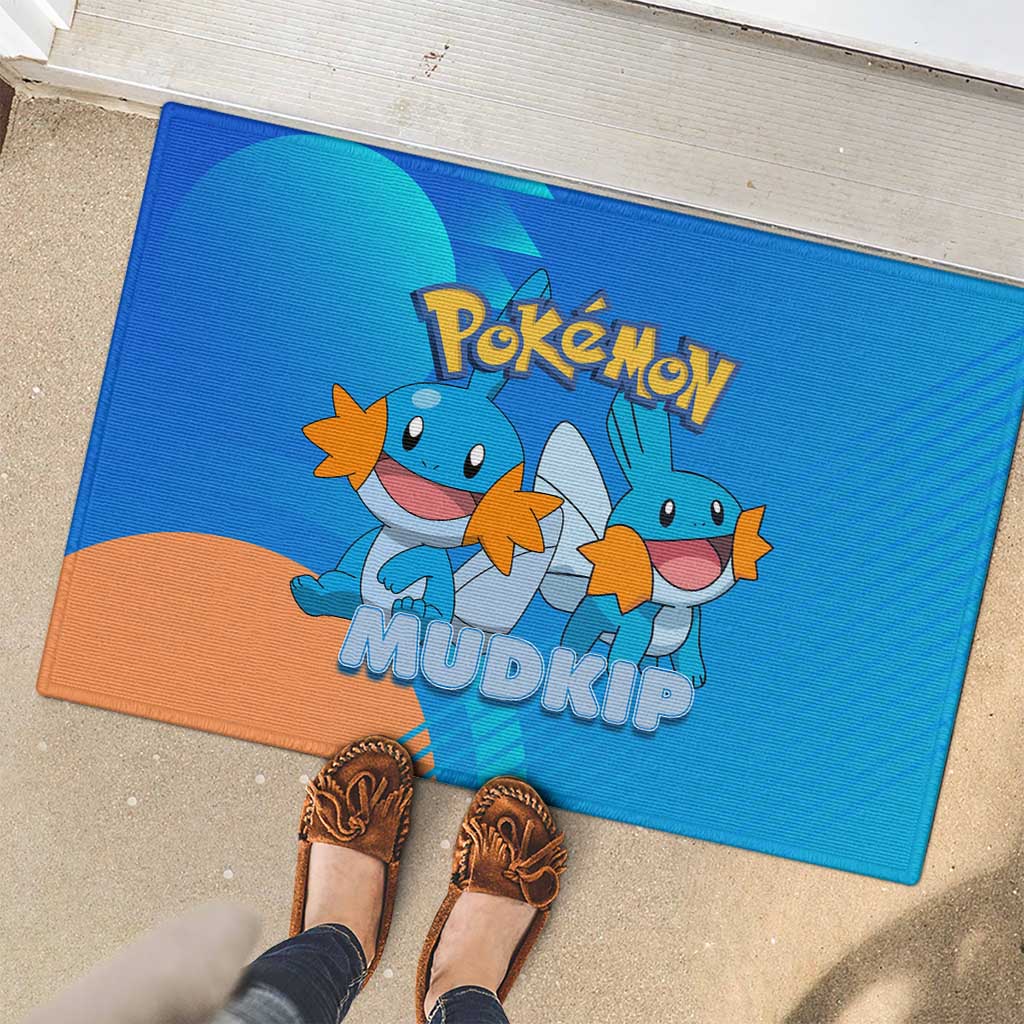 Mudkip Poké Rubber Doormat Playful Blue Gradient Cartoon Style