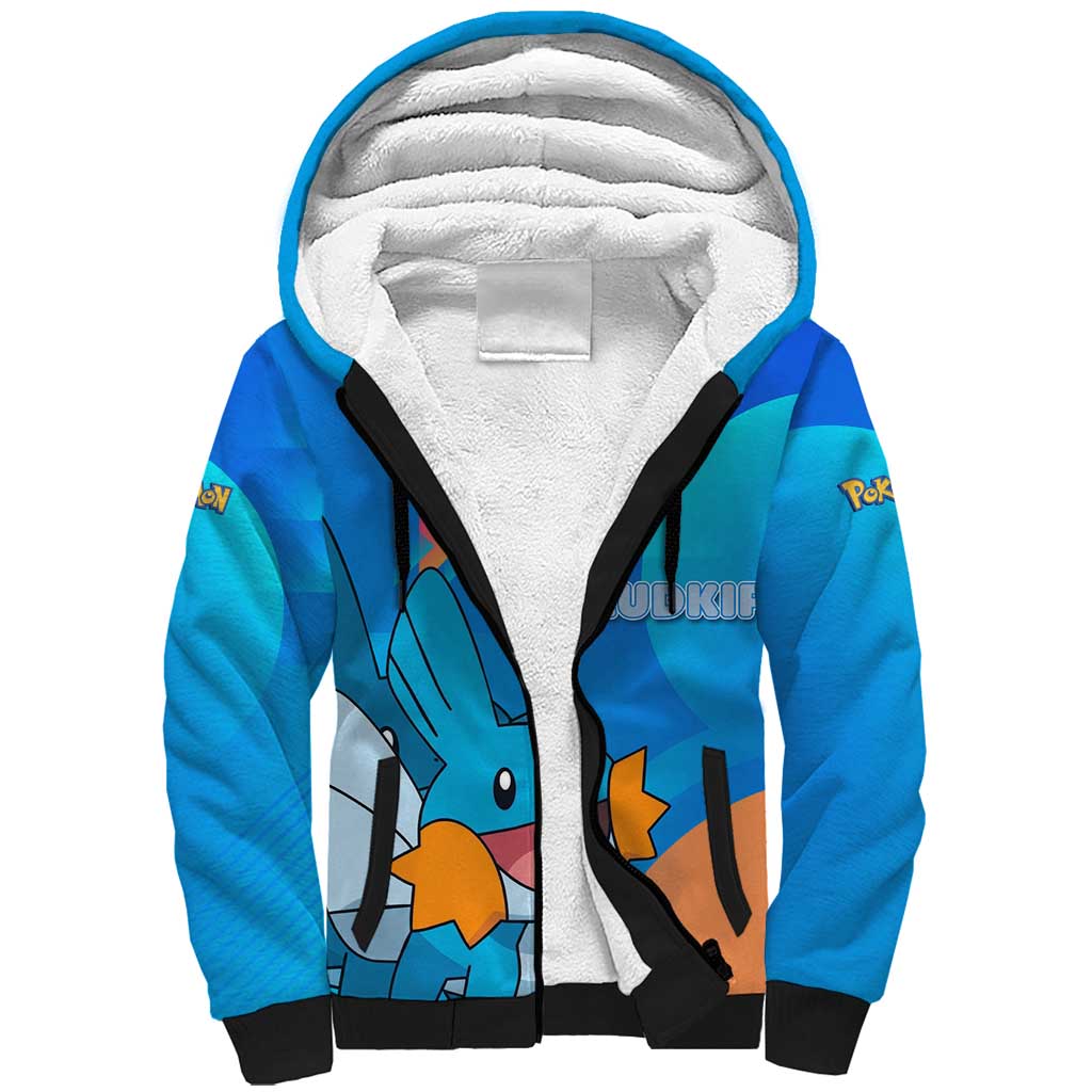 Mudkip Poké Sherpa Hoodie Playful Blue Gradient Cartoon Style