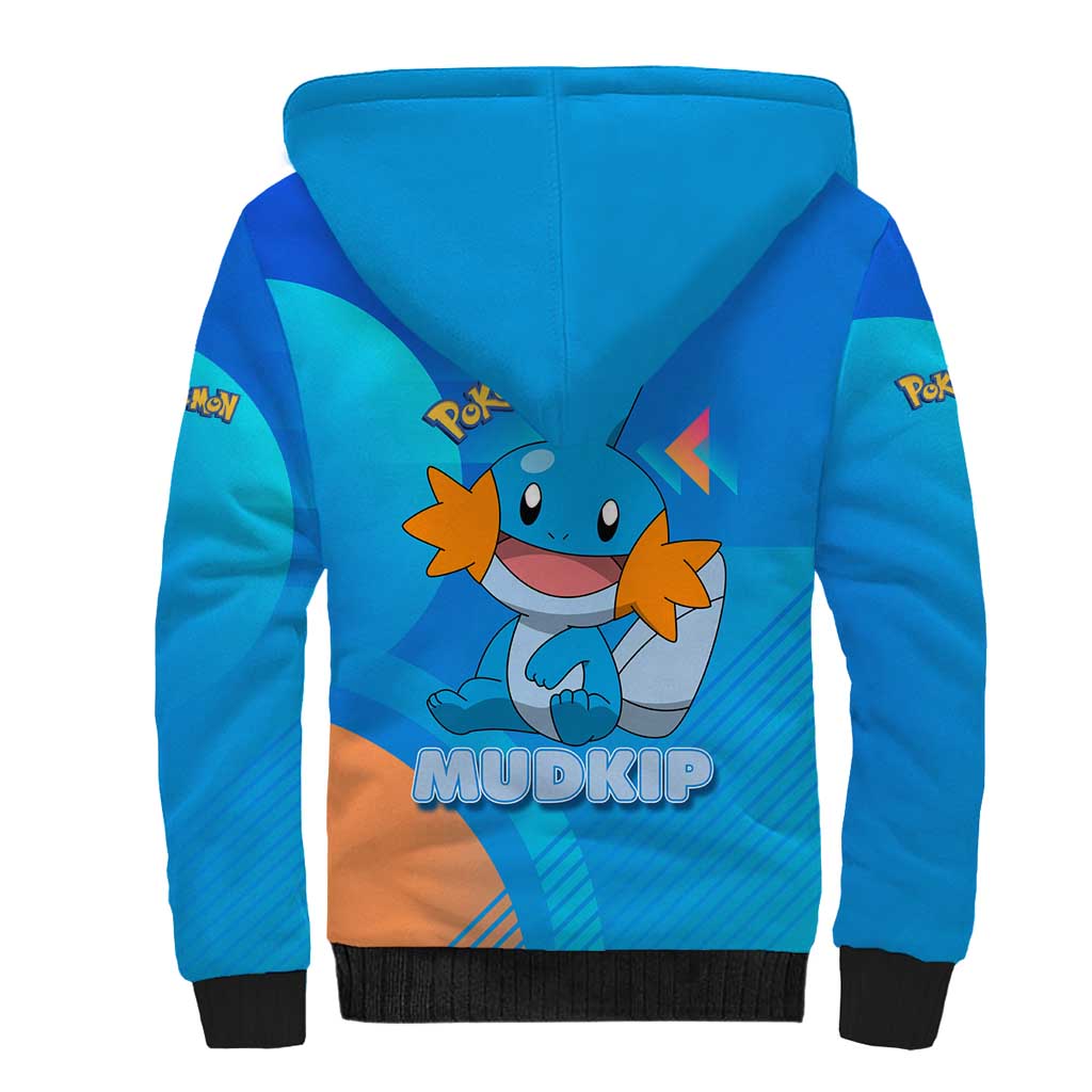 Mudkip Poké Sherpa Hoodie Playful Blue Gradient Cartoon Style