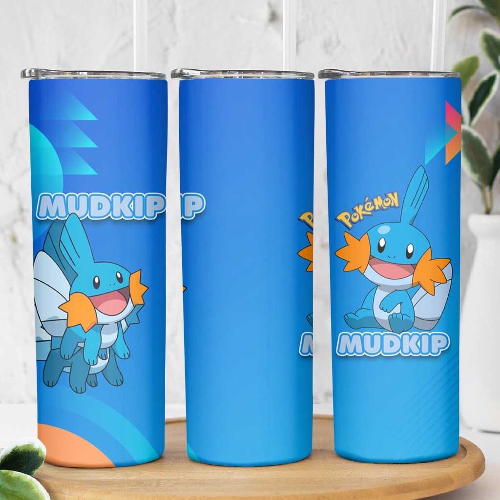 Mudkip Poké Skinny Tumbler Playful Blue Gradient Cartoon Style