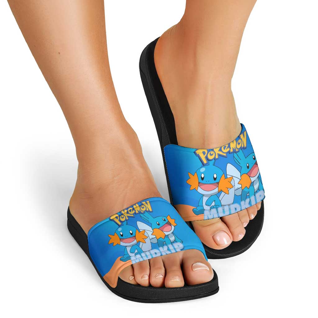 Mudkip Poké Slide Sandals Playful Blue Gradient Cartoon Style