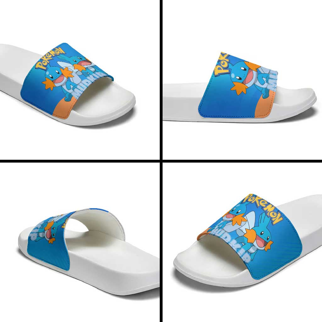 Mudkip Poké Slide Sandals Playful Blue Gradient Cartoon Style