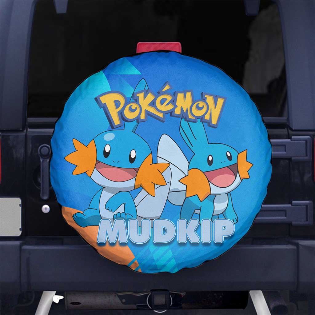 Mudkip Poké Spare Tire Cover Playful Blue Gradient Cartoon Style