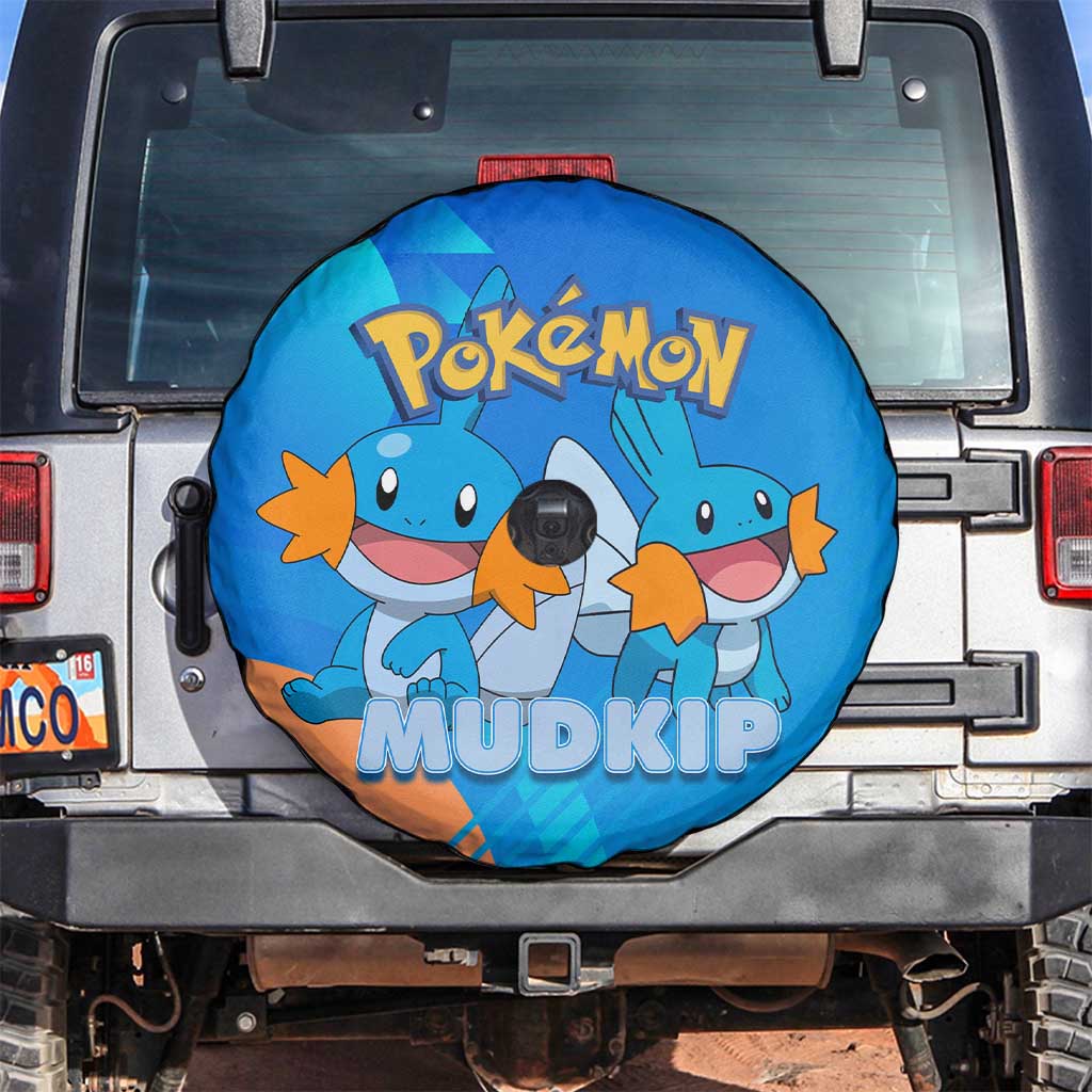 Mudkip Poké Spare Tire Cover Playful Blue Gradient Cartoon Style