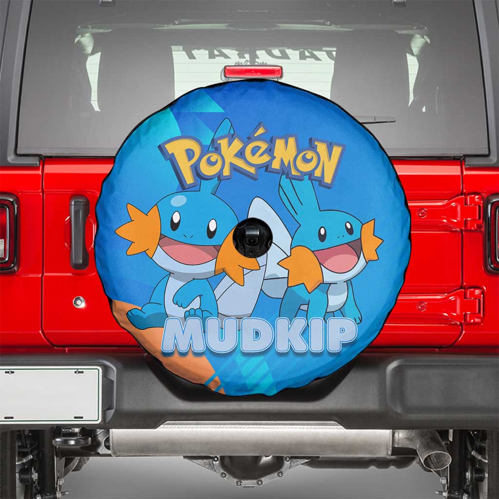 Mudkip Poké Spare Tire Cover Playful Blue Gradient Cartoon Style