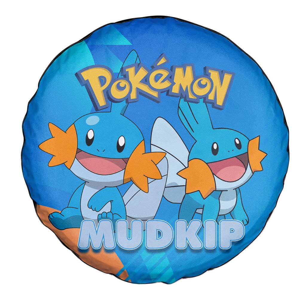 Mudkip Poké Spare Tire Cover Playful Blue Gradient Cartoon Style