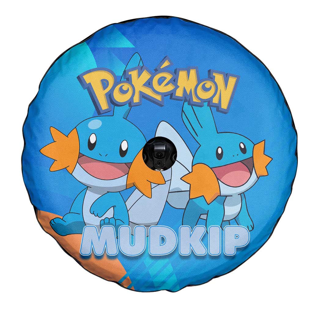 Mudkip Poké Spare Tire Cover Playful Blue Gradient Cartoon Style